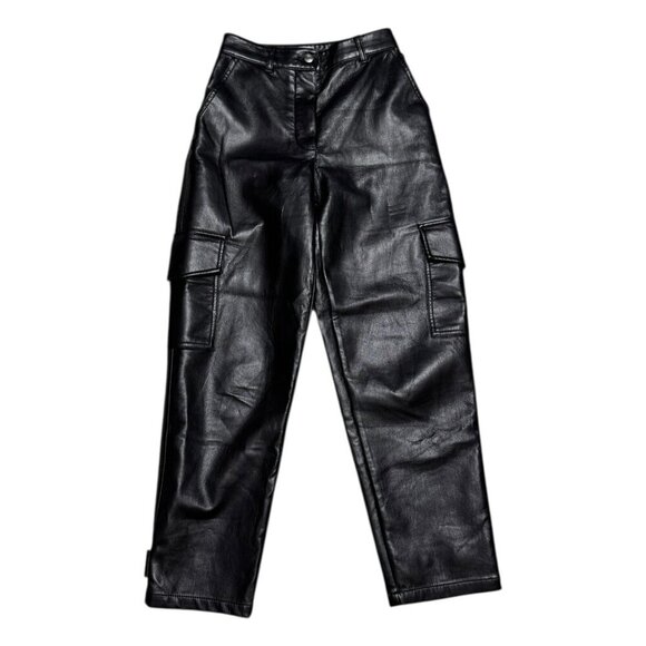 WILFRED ARITZIA Faux Vegan Leather CARGO Casual Straight Pants Womens Size 0 - Picture 1 of 6